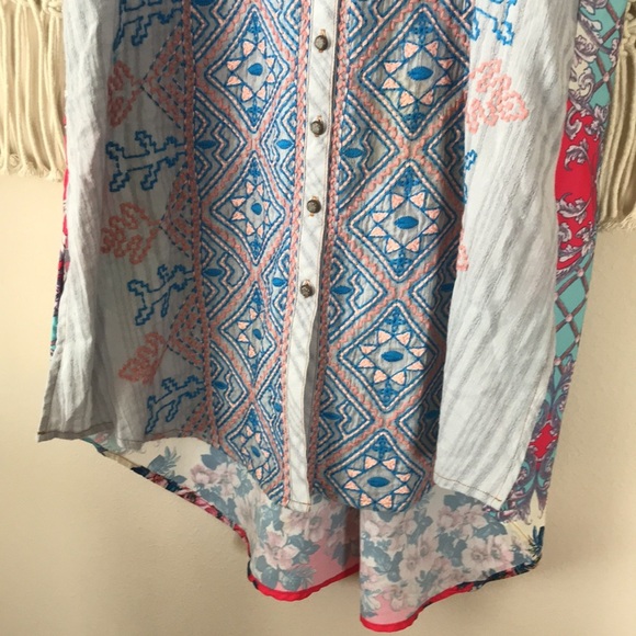 Arrata Silent Journey button down collared embroidered dress sz Small - Picture 4 of 12